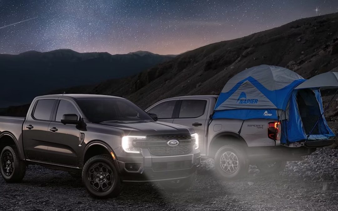 2027 Ford Ranger parked at a campsite representing suspension and steering inspections at Ford of Murfreesboro Service Center